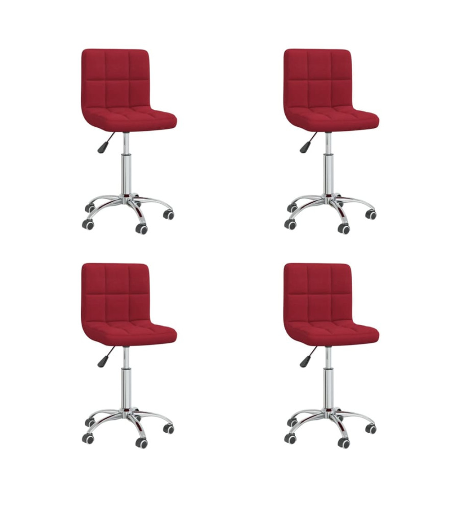 Chaises pivotantes à manger lot de 4 Rouge bordeaux Tissu