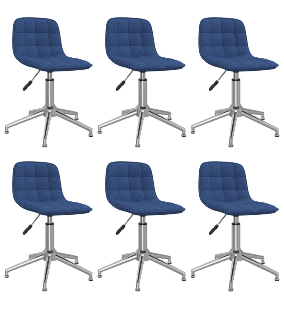 Chaises pivotantes à manger lot de 6 bleu tissu