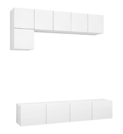 Ensemble de meuble TV 5 pcs Blanc Aggloméré