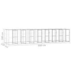 Chenil extérieur Acier galvanisé 19,36 m²