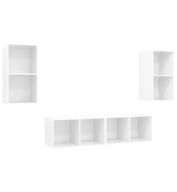 Meubles TV muraux 4 pcs Blanc brillant Aggloméré