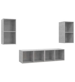 Meubles TV muraux 4 pcs Gris béton Aggloméré