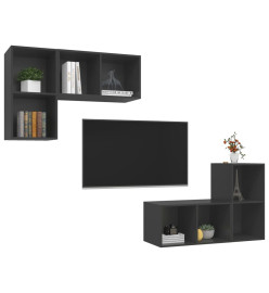 Meubles TV muraux 4 pcs Gris Aggloméré