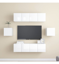 Ensemble de meuble TV 6 pcs Blanc brillant Aggloméré