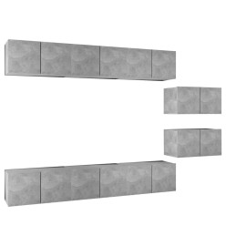 Meubles TV 8 pcs Gris béton Aggloméré