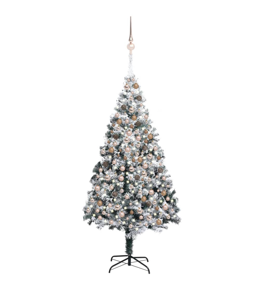 Arbre de Noël artificiel avec LED et boules Vert 240 cm PVC