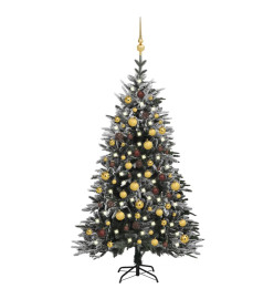 Sapin de Noël artificiel LED et flocons de neige 150 cm PVC PE