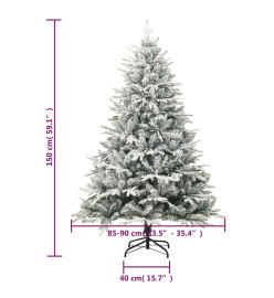 Sapin de Noël artificiel LED et flocons de neige 150 cm PVC PE