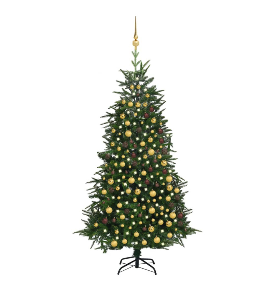 Arbre de Noël artificiel avec LED et boules vert 240 cm PVC PE