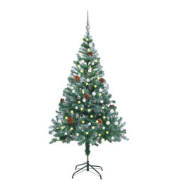 Arbre de Noël artificiel givré LED boules pommes de pin 150 cm