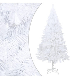 Arbre de Noël artificiel avec LED et boules Blanc 120 cm PVC