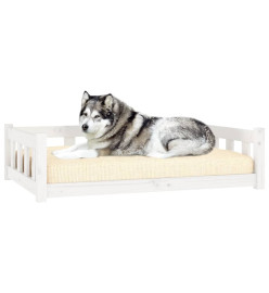 Lit pour chien blanc 105,5x75,5x28 cm bois de pin solide