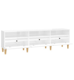 Meuble TV blanc brillant 150x30x44,5 cm bois d'ingénierie