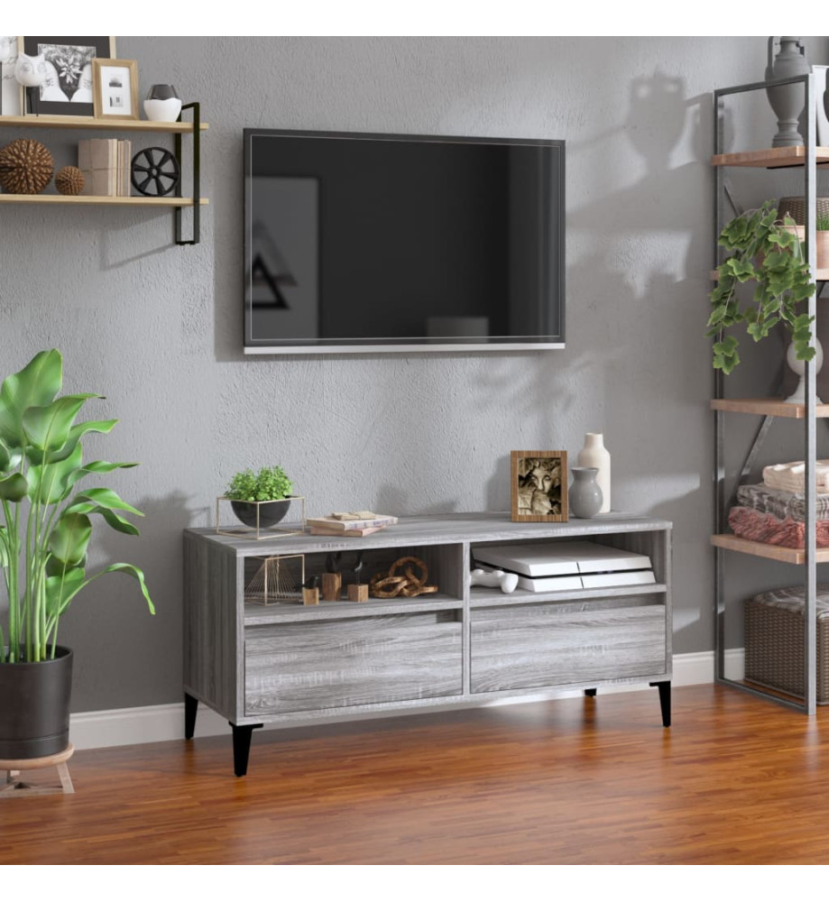 Meuble TV sonoma gris 100x34,5x44,5 cm bois d'ingénierie