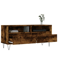 Meuble TV chêne fumé 100x34,5x44,5 cm bois d'ingénierie