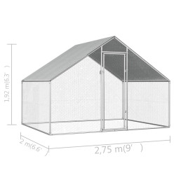 Poulailler d'extérieur 2,75 x 2 x 1,92 m Acier galvanisé