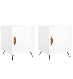 Tables de chevet 2 pcs blanc brillant 40x40x50 cm