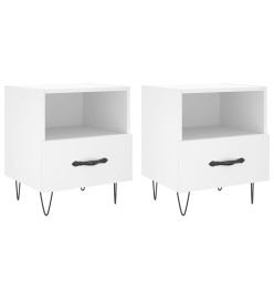 Tables de chevet 2 pcs blanc 40x35x47,5 cm bois d’ingénierie