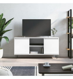 Meuble TV blanc brillant 104x35x50 cm bois d'ingénierie