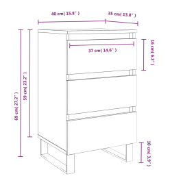 Tables de chevet 2 pcs noir 40x35x69 cm bois d’ingénierie