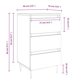 Tables de chevet 2 pcs chêne sonoma 40x35x69 cm bois ingénierie