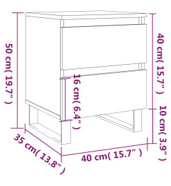 Tables de chevet 2 pcs gris béton 40x35x50 cm bois d’ingénierie