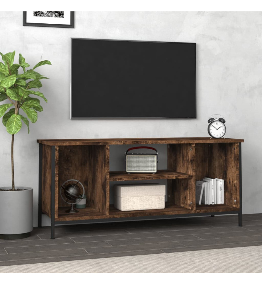 Meuble TV chêne fumé 102x35x45 cm bois d'ingénierie