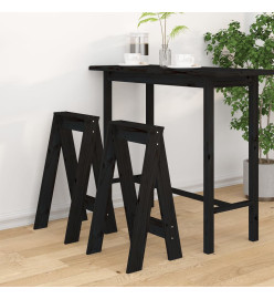 Tabourets lot de 2 noir 40x40x75 cm bois massif de pin