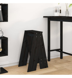 Tabourets lot de 2 noir 40x40x75 cm bois massif de pin