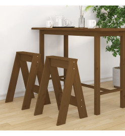 Tabourets lot de 2 marron miel 40x40x60 cm bois massif de pin