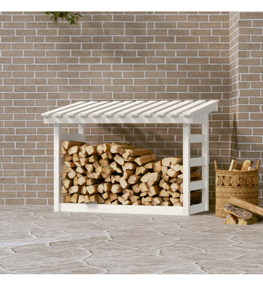 Support pour bois de chauffage Blanc 108x64,5x78 cm Bois de pin