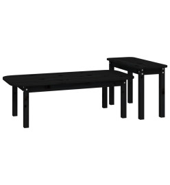 Ensemble de tables basses 2 pcs Noir Bois massif de pin