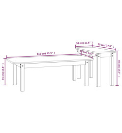 Ensemble de tables basses 2 pcs Gris Bois massif de pin