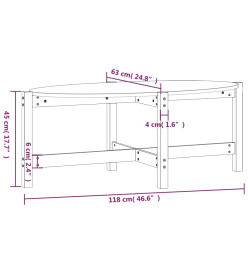 Table basse Blanc 118x63x45 cm Bois massif de pin