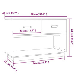 Meuble TV Gris 90x40x60 cm Bois de pin massif