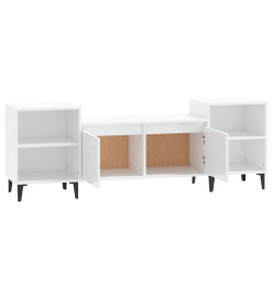 Meuble TV Blanc brillant 160x35x55 cm Bois d'ingénierie