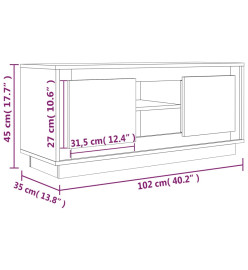 Meuble TV gris béton 102x35x45 cm bois d'ingénierie