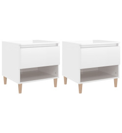 Tables de chevet 2 pcs Blanc brillant 50x46x50 cm