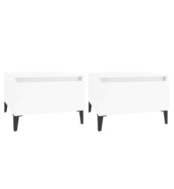 Tables d'appoint 2pcs Blanc brillant 50x46x35cm Bois ingénierie