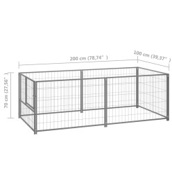 Chenil Argenté 200x100x70 cm Acier