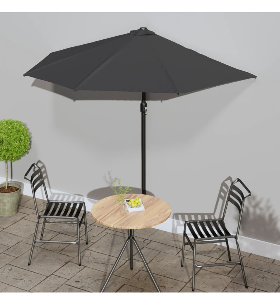 Parasol de balcon et mât en aluminium Anthracite 270x144cm Demi