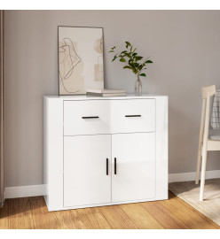 Buffet Blanc brillant 80x33x70 cm Bois d'ingénierie