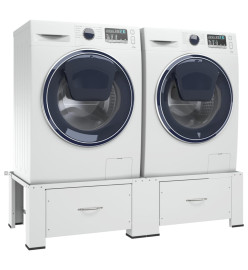 Socle double pour lave-linge et sèche-linge avec tiroirs Blanc