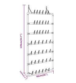 Étagère à chaussures suspendue Argenté 66x13x139 cm