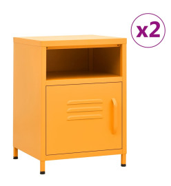 Tables de chevet 2 pcs Jaune moutarde 35x35x51 cm Acier