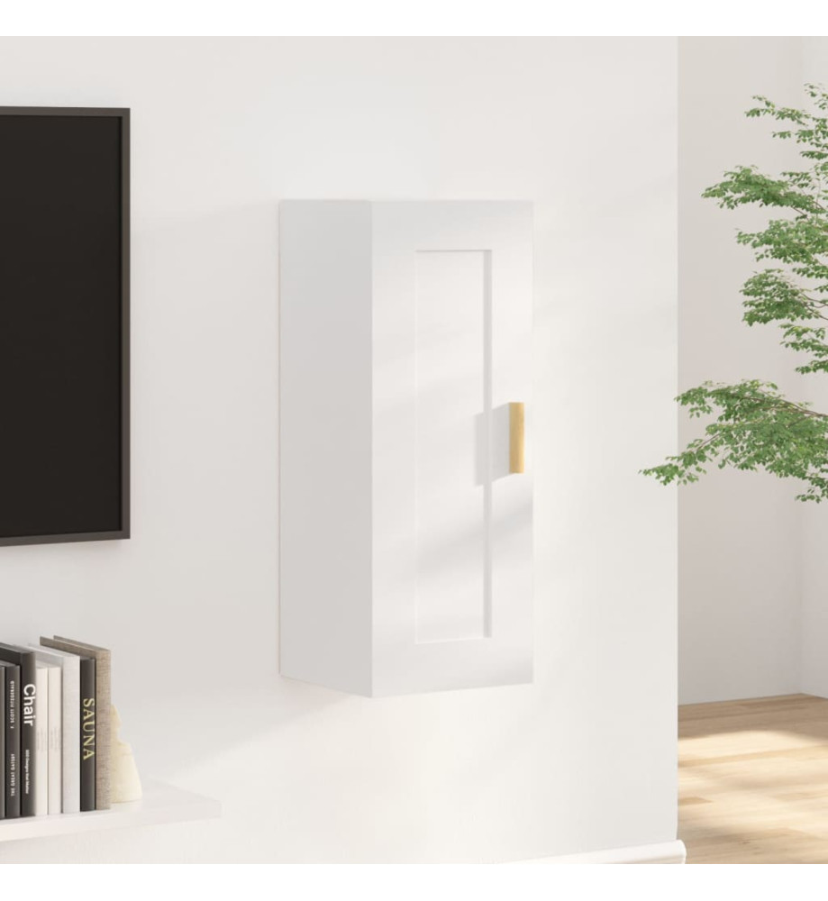 Armoire murale Blanc brillant 35x34x90 cm Bois d'ingénierie