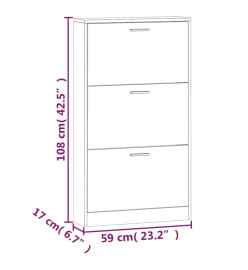 Armoire à chaussures Chêne fumé 59x17x108 cm Bois d'ingénierie