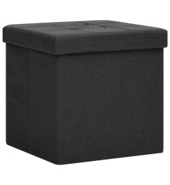 Tabourets de rangement pliables lot de 2 noir Faux lin