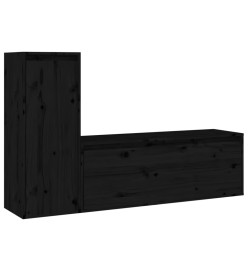 Meubles TV 2 pcs Noir Bois massif de pin