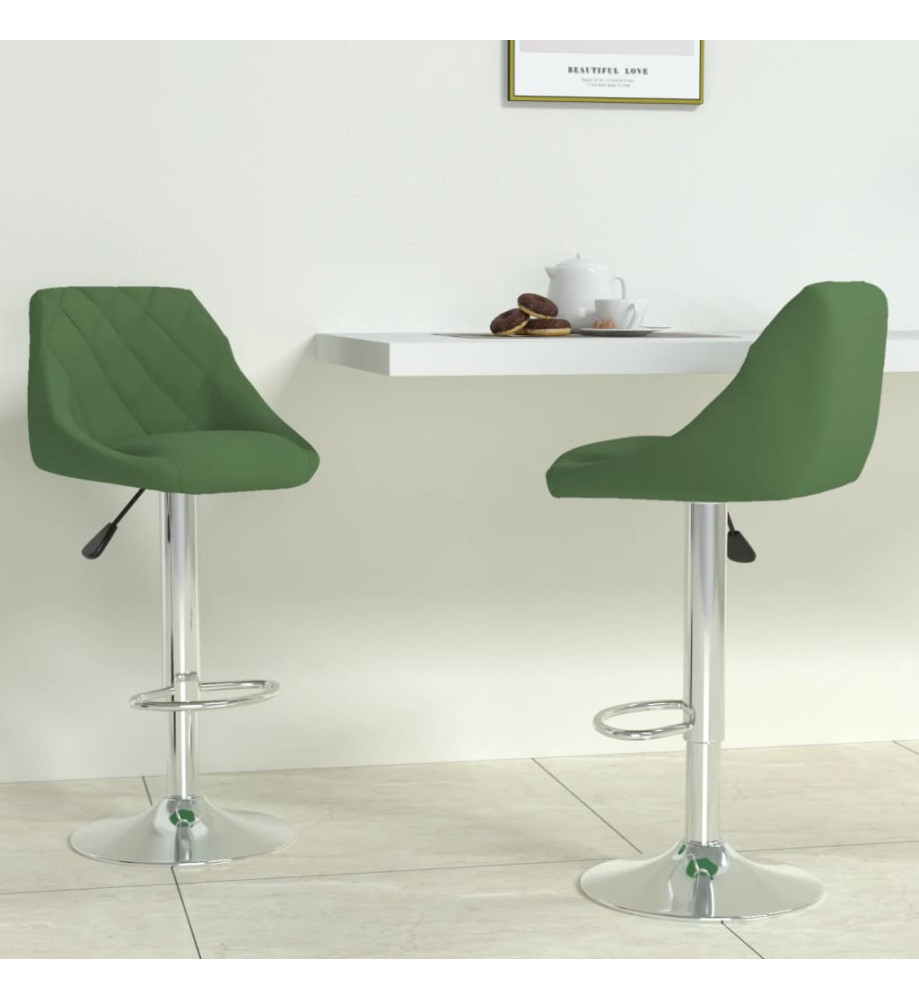 Tabourets de bar lot de 2 vert foncé velours